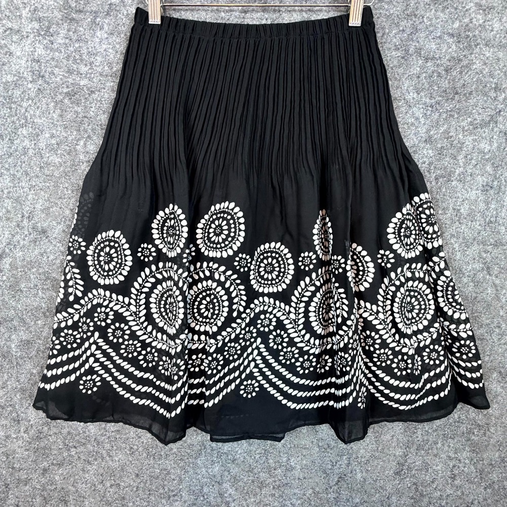 Sunny‎ Leigh A-Line Skirt Womens Small Black White Geometric 90s Office Chic